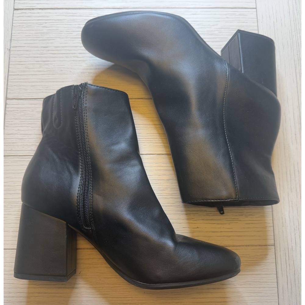 NWT A New Day Black Celeste Ankle Boots‎ W/ Zip & 3" Block Heel. Faux. Sz 10
